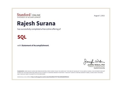 SQL - Stanford University