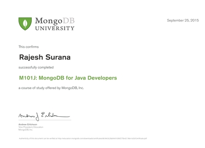 MongoDB for Java Developers- MongoDB University